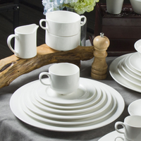 Factory Direct Home Use & Hotels Wholesale Price Cheap White Ceramic Dinnerware Set Includes Porcelain Plates Bowls Cup Kit