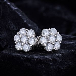 Bulk Wholesale Multi Size Cluster Moissanite Flower <b>Stud</b> Earrings 925 <b>Sterling</b> <b>Silver</b> VVS Diamond Luxury Fine Jewelry Men Women - Product Image 1
