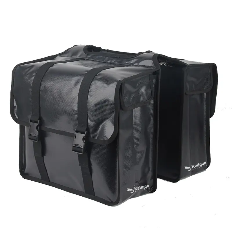 Réflecteurs noirs imperméables 46l, assemblage facile, sac de selle à double porte-bagages arrière pour vélo