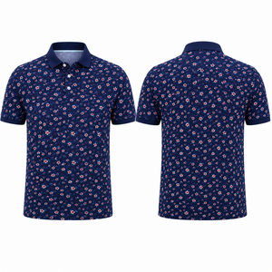 Polo de Golf Personalizado Premium para Hombre, Color Azul Marino con Estampado Floral, Ropa de Resort de Marca Privada con Tecnología de Absorción de Humedad, OEM - Product Image 4