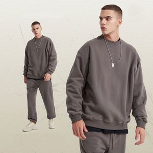 Sweat-shirt en molleton personnalisé avec logo brodé AI-MICH pour hommes et femmes, col rond oversize, pour l'hiver, à capuche - Product Image 3