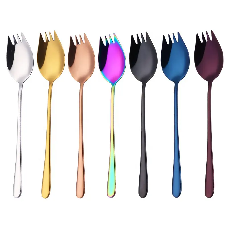 304 Gold Plating Metalen Spork Rvs Salade Opscheplepel