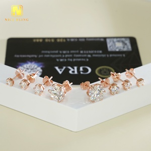 Solitaire bông tai 925 Bạc moissanite kim cương đinh tán sang trọng hip hop đồ trang sức 6 <span class=keywords><strong>prong</strong></span> Vòng moissanite tai đinh tán cho nam giới phụ nữ - Product Image 5
