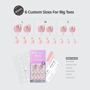 Uñas Postizas Cortas Cuadradas de Gel Suave Rosa, de Alta Calidad, Diseño Francés, Reutilizables, Set de Uñas a Presión - Product Image 3