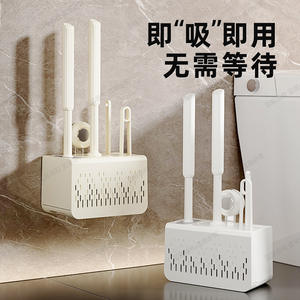 ที่วางแปรงขัดห้องน้ำแบบถ้วยดูด สีขาวขุ่น รูปทรงสี่เหลี่ยมผืนผ้า ติดผนัง ทำความสะอาดง่าย ดีไซน์เรียบง่ายสำหรับห้องน้ำ - Product Image 5