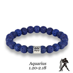 Pisces Zodiac <b>Bracelet</b> Blue Volcanic Stone <b>Beaded</b> Elastic Unisex Jewelry Gift - Product Image 4