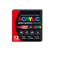 Stylos de peinture acrylique personnalisés bon marché 12/24/36/60 couleurs Marqueurs de peinture acrylique Feutres à pointe pinceau Marqueurs de peinture pour la peinture sur roche