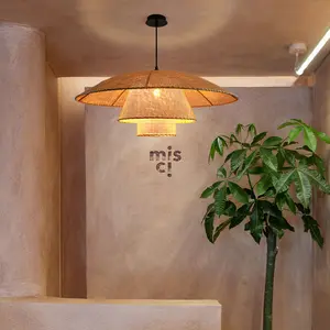 일본 차 집 펜던트 조명 등나무 직조 꽃잎 위커 교수형 램프 객실 식당 침실 E27 전구