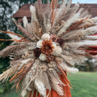 Décor de toile de fond de mariage MC Kit de bricolage de décoration murale Boho Palm Eucalyptus Fluffy Pampas Herbe Arch Arrangement