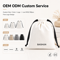 Pochette en coton sergé réutilisable avec logo personnalisé, sacs à cordon en coton pour vêtements et chaussures