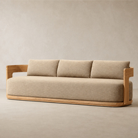 Canapé de patio en teck de luxe pour hôtel, canapé de jardin en bois imperméable, ensemble de meubles de jardin modernes, ensemble de canapés de patio