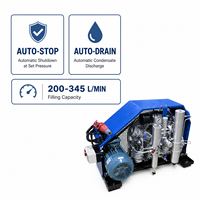 Compresseur d'air haute pression refroidi par eau TAHU SCBA HX345 345L/min 330Bar avec arrêt automatique pour la lutte contre les incendies/la plongée et le sauvetage 380V 1