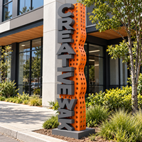 Enseigne lumineuse LED 3D personnalisée en acier inoxydable, sculpture décorative étanche pour publicité extérieure d'entreprises, centres commerciaux et parcs