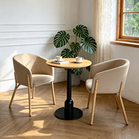 Conjunto de Muebles Minimalistas para Cafetería, Sillón de Tela Suave + Mesa Redonda de Madera para Uso Comercial y Doméstico