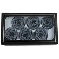 Vente d'usine : Roses éternelles au toucher réel, 5-6 cm, fleurs préservées en boîtes pour la Fête des Mères, la remise des diplômes et Noël