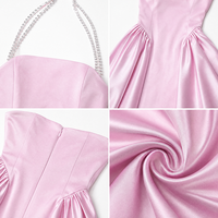 Robe longue en satin tendance pour femme, avec bretelles en strass, col carré et corsage corset, idéale pour les soirées formelles et les galas, vente en gros