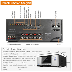 <span class=keywords><strong>Amplificador</strong></span> de Potencia para Sistema de Cine en Casa de <span class=keywords><strong>7.1</strong></span> Canales, Receptor <span class=keywords><strong>AV</strong></span> de Alta Potencia con Sonido Digital DTS HD 3D/4K y BT - Product Image 6