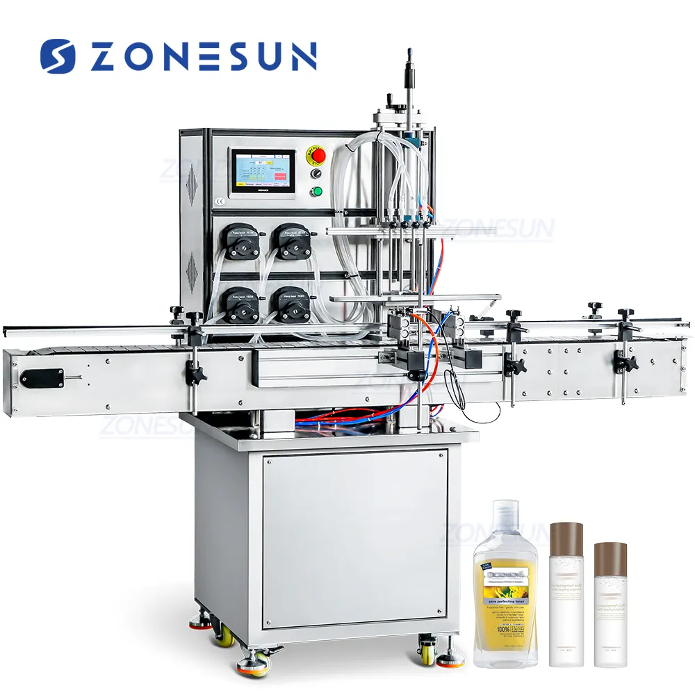 ZONESUN ZS-SVPP80C otomatis 4 kepala, mesin pengisi cairan peristaltik Motor Servo kuantitatif