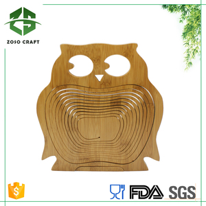 Vente de gros Panier de fleurs en bambou en forme de <span class=keywords><strong>pingouin</strong></span> fait à la main Panier de fruits secs Service de restauration Plateau de noix Dessous de verre - Product Image 2