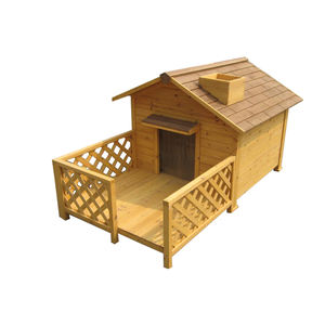 Sağlam ahşap köpek evi asimetrik köknar ahşap büyük/ekstra büyük köpek evde beslenen hayvan ev - Product Image 6