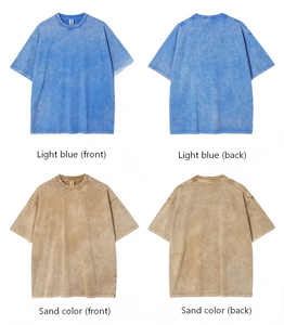 100% Cotton 250g Short-sleeved Customizable Graphic logo Washed Vintage Style T-shirt Men's/women's Casual Oversized T-shirt - Product Image 3