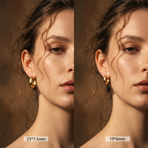 Pendientes de Aro Clásicos HTKE20, Gruesos, Dorados, de Acero Inoxidable 316, Antideslustre, Perfectamente Pulidos, Simples y Redondos - Product Image 6