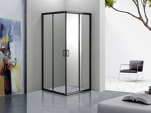Salle <span class=keywords><strong>de</strong></span> douche carrée en verre trempé avec double cabine coulissante en aluminium doré sans cadre pour hôtels et appartements - Product Image 6