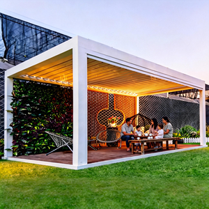 Gazebo para exteriores bioclimático moderno resistente a los rayos UV <span class=keywords><strong>3x4</strong></span>, <span class=keywords><strong>toldo</strong></span> de aluminio retráctil, cubierta de techo, sistema de pérgola, pérgola de puerta corredera RV - Product Image 1
