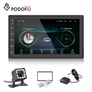 Podofo Android 10 Autoradio 2 Din 7 "Navigation GPS Wifi BT FM lien téléphonique avec 12 Led caméra arrière
