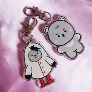2 pz/set Kpop <span class=keywords><strong>Monsta</strong></span> X cartone animato acrilico portachiavi MINHYUK JOOHEON cane gatto animale simpatico portachiavi borsa chiave decorazione HYUNGWON I.M fan regalo - Product Image 3