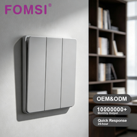Interrupteurs muraux électriques FOMSI, norme britannique, noir, blanc, or, gris, finition Skin-touch, sans bordure, 3 gangues, 1 voie, interrupteur d'éclairage