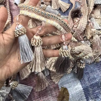 Rideaux en dentelle à pampilles bicolores élégants, coussins de canapé, accessoires de décoration doux pour la maison, textile d'ameublement
