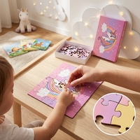 Puzzle licorne magique 501~1000 pièces Nuage arc-en-ciel Dessin animé en relief Feuille d'or Jouet éducatif Décoration murale de la maison Noël