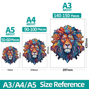 Puzzle en bois artisanal 3D personnalisé par <span class=keywords><strong>le</strong></span> fabricant TT-WT-15, motif animal <span class=keywords><strong>loup</strong></span> <span class=keywords><strong>et</strong></span> <span class=keywords><strong>lion</strong></span>, vente en gros, design animal, puzzle en bois transfrontalier - Product Image 4