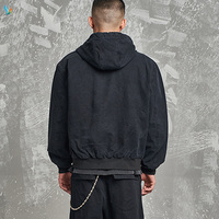 Jaket Hoodie Kanvas Duck Vintage Wash 100% Katun dengan Logo Custom, Jaket Kasual Vintage Wash
