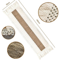 Chemin de table en lin bohème tricoté de 72 pouces avec pompons, durable pour la décoration de mariage et de la maison, en brun champêtre