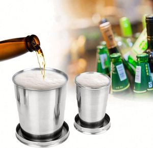 Taza Plegable de Acero Inoxidable, Taza Portátil para Beber Agua, Tazas Telescópicas Retráctiles y Plegables para Viajes al Aire Libre con Llavero - Product Image 1