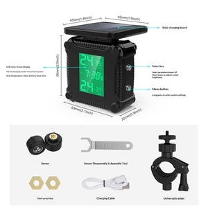 Sensor Eksternal Tenaga Surya Usb Tpms untuk Sepeda Motor, Monitor Tekanan Ban Real Time dengan Layar Warna LED - Product Image 6