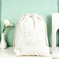 Bolsa de Regalo de Lona Ecológica con Cordón, Diseño de Dibujos Animados, Versátil, Portátil, para Regalos Corporativos y Festivos