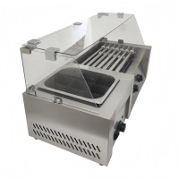 Machine à hot-dogs et chauffe-oden 2-en-1 en acier inoxydable certifiée CE 220V, 7 rouleaux, économe en énergie, facile à nettoyer