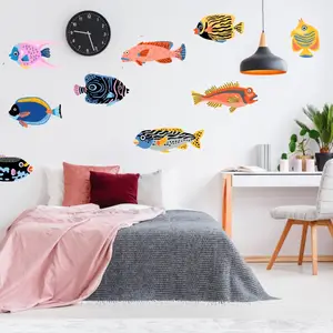 1pcs包批发定制热带鱼学校墙贴海鱼壁纸3D背景墙贴