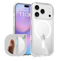 Coque de téléphone transparente magnétique anti-chute en TPU+PC compatible avec les boutons IA pour iPhone 16 et 17 Pro Max