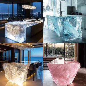 Mesa de bar con Isla de resina transparente iluminada R002 para librería, cafetería, lectura, comedor, espacio de integración - Product Image 6