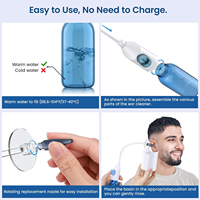 Nettoyeur d'oreilles manuel portable, nettoyage efficace du cérumen, 10 embouts de remplacement réutilisables, kit de nettoyage des oreilles, système d'irrigation et de rinçage