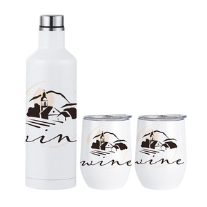 Vaso de Vino Tinto de 500 ml con Logotipo Personalizado, Juego de Caja de Regalo, Acero Inoxidable de Doble Pared, Revestimiento de Pintura Blanca, con 2 Vasos <span class=keywords><strong>para</strong></span> Huevos de 12 oz - Product Image 4