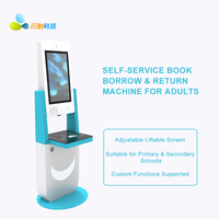 Borne de Prêt et Retour de Livres en Libre-Service Personnalisée pour Usine, Écran Tactile 21,5 pouces, Lecteur RFID, Kiosque de Reconnaissance Faciale, Lecteur de Codes-Barres Primaire et Secondaire