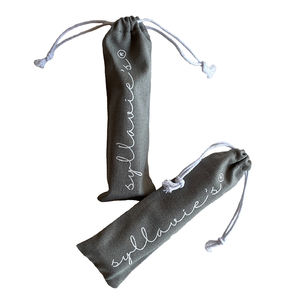 Bolsa de almacenamiento de delineador de labios reciclable de algodón orgánico pequeño gris de tamaños personalizados suaves bolsas de embalaje con cordón para <span class=keywords><strong>clarinete</strong></span> - Product Image 1