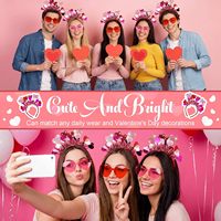 Ensemble de bandeaux et lunettes de soleil en forme de cœur pour la Saint-Valentin, accessoires de photomaton rouges, décoration de fête pour femmes