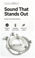 Earbud Kabel Tipe-C Model Kalung Fashion, Kabel TPE 1.2m, Headphone Stereo HIFI dengan Rantai Dekorasi Logam untuk Karaoke dan Penggunaan Sehari-hari