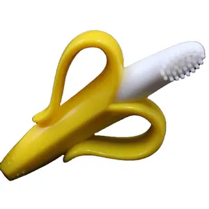 培训香蕉形状婴儿硅胶牙刷